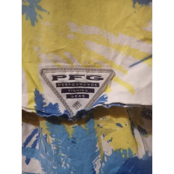 Columbia PFG Shirt Mens Large Blue Green Floral Trollers Best Vented Fishing USA - Picture 9 of 13